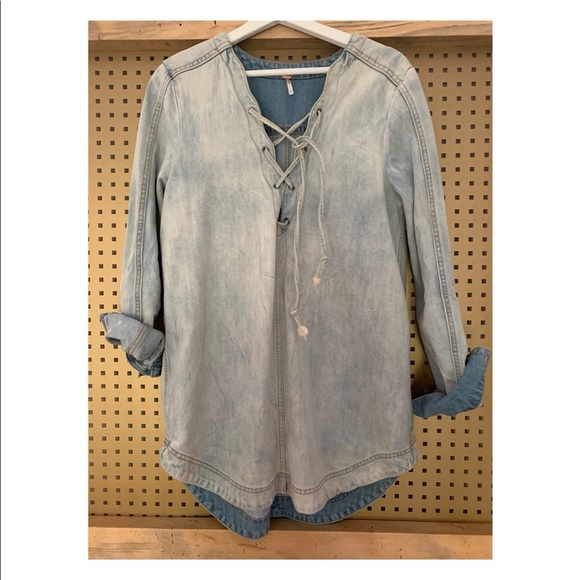 Free People Dresses & Skirts - Free People Indigo Lace-Up Tunic